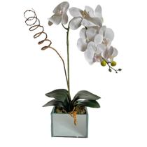 Orquídea Silicone Artificial Em Vaso Espelhado Arranjo Decoração Sofisticada mesa de jantar