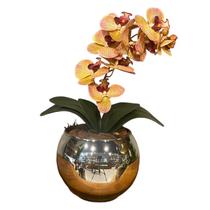 Orquídea Tigre Rosa Artificial Arranjo no Vaso Espelhado Flores Permanentes Orquídea Tigre Rosa Artificial Arranjo no Vaso Espelhado Flores Permanentes