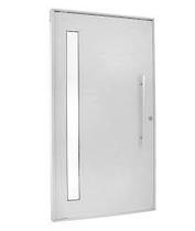 Orta pivotante com visor puxador 80 cm fechadura rolete linha 30 alumínio branco