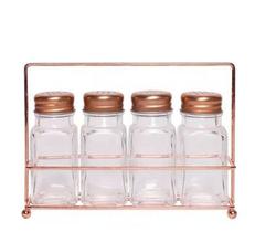 orta Tempero Condimento Suporte Rose Kit 4 Potes Vidro Cor Rose gold orta Tempero Condimento Suporte Rose Kit 4 Potes Vidro Cor Rose gold