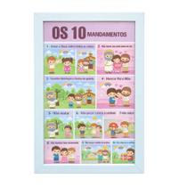 "Os 10 Mandamentos deixado por Jesus Cristo" Quadro Infantil Moldura:Branco "Os 10 Mandamentos deixado por Jesus Cristo" Quadro Infantil Moldura:Branco