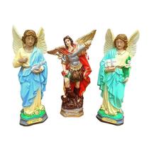 Os Três Arcanjos São Miguel Gabriel e Rafael Grande 30cm - ANTONIO LEMES