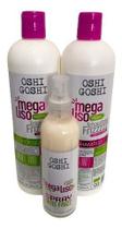 Oshi Goshi Mega Liso Vegano Kit Shampoo Condicionador Spray Proteção Térmica Brilho Maciez Fios Alinhados Hidratados Perfume Manutenção Do Liso