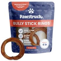 Ossos para Mastigação Canina Pawstruck - 4 Argolas de Bully Stick 100% Naturais