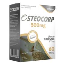 Osteocorp 500mg 60cp Carbonato de Calcio 1250mg Equivalente a 500mg de Calcio Elementar Suplemento Alimentar Uso Diario Calcio 500mg