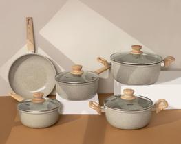 OSTER Conjunto De Panelas 5 Peças Com Revestimento Cerâmico Marble Edition - Cinza Dust