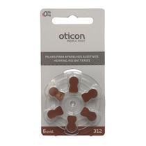 OTICON 312 PR41 Com 1 Cartela - 6 Baterias Pilhas para Aparelho Auditivo OTICON 312 PR41 Com 1 Cartela - 6 Baterias Pilhas para Aparelho Auditivo