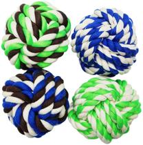 Otterly Pets Large Dog Toys Rope Balls for Dogs Big Tough Natural Cotton Rope Ball Chew Toy Set for Bigger Breed (4-Pack)
