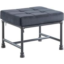 Ottoman Acme Brantley, veludo tufado, estofado, cinza