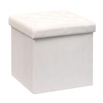 Ottoman de armazenamento B FSOBEIIALEO de veludo tufado dobrável branco