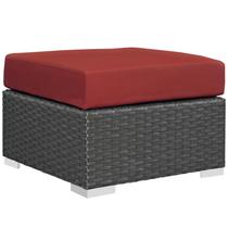 Ottomana Modway Sojourn de Mimbre para Patio Exterior 64x64 cm Roja Ottomana Modway Sojourn de Mimbre para Patio Exterior 64x64 cm Roja