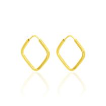 Ouro 18k Argola Argolinha Quadrada 2º Furo M-5000