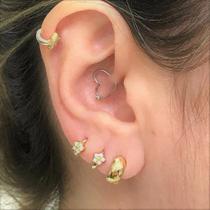 Ouro 18k Piercing 5mm Argola Flor Cartilagem Tragus Orelha