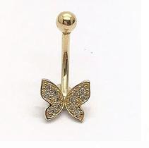 Ouro 18k Piercing Umbigo Ponto De Luz Borboleta com Pedras Brancas CO258k110 Ouro 18k Piercing Umbigo Ponto De Luz Borboleta com Pedras Brancas CO258k110