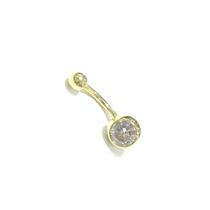 Ouro 18k Piercing Umbigo Ponto De Luz Pedra Branca Redonda 5mm 259k130