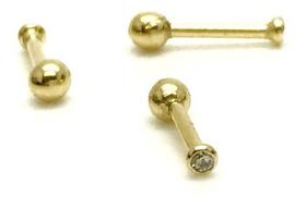 Ouro Amarelo 18k Piercing Ponto De Luz Pedra Branca Cartilagem Tragus Helix 6mm CO61K031