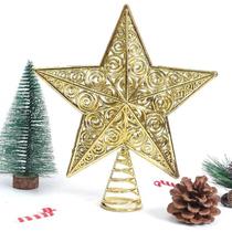 Ouro Glitter Árvore De Natal Topo Estrela Ferro Enfeites De Natal Decorações Para Casa Navidad Ano