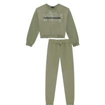 Out - Conjunto Feminino Inverno Blusão Boxy e Calça VICVICKY Cor:VerdeTamanho:8