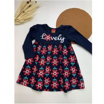 Out - Vestido Inverno Flores KYLY Cor:MarinhoTamanho:1