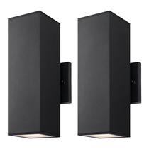 Outdoor Porch Light Mirrea, pacote com 2 unidades, alumínio impermeável, preto fosco Outdoor Porch Light Mirrea, pacote com 2 unidades, alumínio impermeável, preto fosco