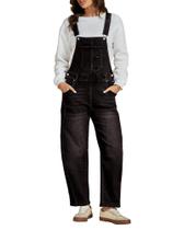 Outfit geral luvamia Comfy Black Denim para mulheres, tamanho XXL