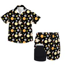 Outfit Juload Astronaut Boys Hawaiian Shirt com shorts tamanho M Outfit Juload Astronaut Boys Hawaiian Shirt com shorts tamanho M