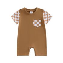 Outfit Romper Polinkety Newborn Baby Boy Summer Plaid 0-3M