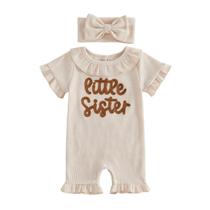 Outfit Romper Polinkety, recém-nascida, menina Lil Sis, 9-12 meses Outfit Romper Polinkety, recém-nascida, menina Lil Sis, 9-12 meses