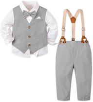 Outfit Sangtree Boys Gentleman Bowtie, colete com decote em V, linho, 5-6Y