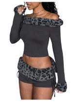 Outfit SweatyRocks: blusa e shorts femininos Y2k Leopard Outfit SweatyRocks: blusa e shorts femininos Y2k Leopard