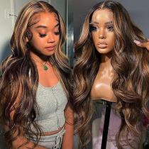 Outlet Deal Highlight Body Wave Human Hair Perucas frontais de renda 30 polegadas 13x4 Ombre 4/27 Peruca frontal de renda 12A 180 Densidade Perucas de cabelo humano virgem Linha do cabelo natural