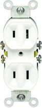 Outlet Leviton de 15 ampères, 125 volts, grau residencial, branco Outlet Leviton de 15 ampères, 125 volts, grau residencial, branco