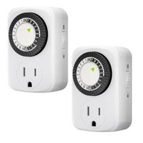 Outlet Timer HBN Indoor Mini 24-Hour Mechanical, pacote com 2 unidades