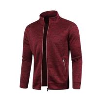 Outono inverno masculino zíper malha mangas compridas fino cashmere moda top suéter casaco