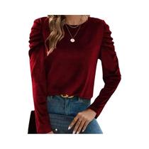 Outono nova feminina em torno do pescoço puff manga longa veludo moda topo camiseta Outono nova feminina em torno do pescoço puff manga longa veludo moda topo camiseta