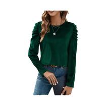 Outono nova feminina em torno do pescoço puff manga longa veludo moda topo camiseta Outono nova feminina em torno do pescoço puff manga longa veludo moda topo camiseta