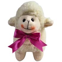 Ovelha Redonda Laço Pink Pelúcia Fofinha Decoração Nicho Pelúcia Menino Menina Presente Bebe