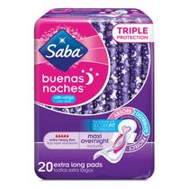 Overnight Maxi Pads Saba Buenas Noches, 60 almofadas, 120 unidades