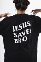Oversized jesus saves bro black unissex