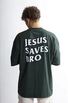 Oversized jesus saves bro green unissex Oversized jesus saves bro green unissex