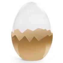 Ovo Acrílico Transparente com Base Dourada G Cromus Rizzo Confeitaria