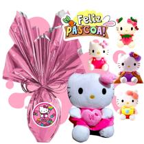 Ovo de páscoa 250gr com pelucia infantil hello kitty 20 cm barato qualidade