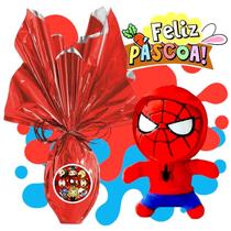 Ovo de páscoa 250gr com pelucia infantil Homem aranha 20 cm