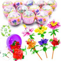 Ovos de Páscoa com flores, blocos de construção UMEELR, 12 unidades Ovos de Páscoa com flores, blocos de construção UMEELR, 12 unidades