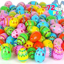 Ovos de Páscoa de plástico Sizonjoy 72 unidades impressas com 8 cm de altura e 6 desenhos