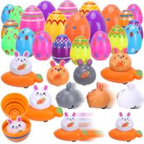 Ovos de Páscoa Kiddelo pré-preenchidos com brinquedos de carro Pull Back Rabbit x12