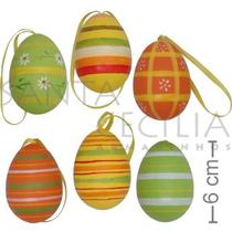 Ovos De Páscoa Plástico Decorativo - 6 Unidades