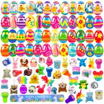 Ovos de Páscoa pré-cheios com brinquedos Fidget, pacote de 36 para crianças com cesta Ovos de Páscoa pré-cheios com brinquedos Fidget, pacote de 36 para crianças com cesta