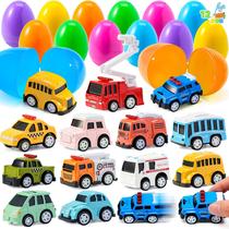 Ovos de Páscoa pré-recheados JOYIN com carros Pull Back, 12 unidades para crianças