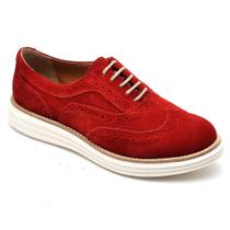 Oxford Feminino Camurça Salto Baixo Conforto Casual Leve